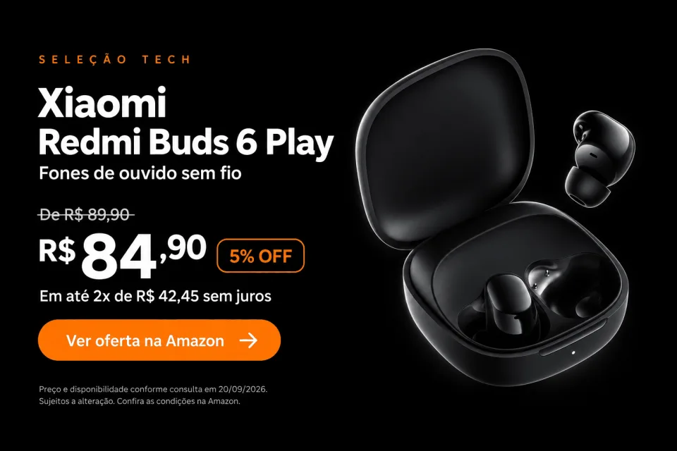 Fones de ouvido sem fio Xiaomi Redmi Buds 6 Play — ver oferta na Amazon