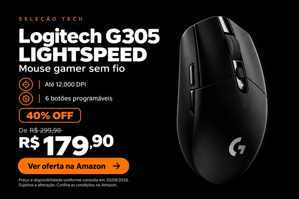 Mouse gamer sem fio Logitech G305 Lightspeed — ver oferta na Amazon